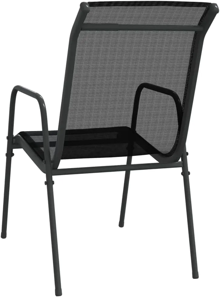 Patio Chairs 2 pcs Steel and Textilene Black, Outdoor Dining Chairs, Comfortable Lounge Chairs for Patio, Beach, Camping, or Lawn, Lightweight and Weather-Resistant, Easy to Clean