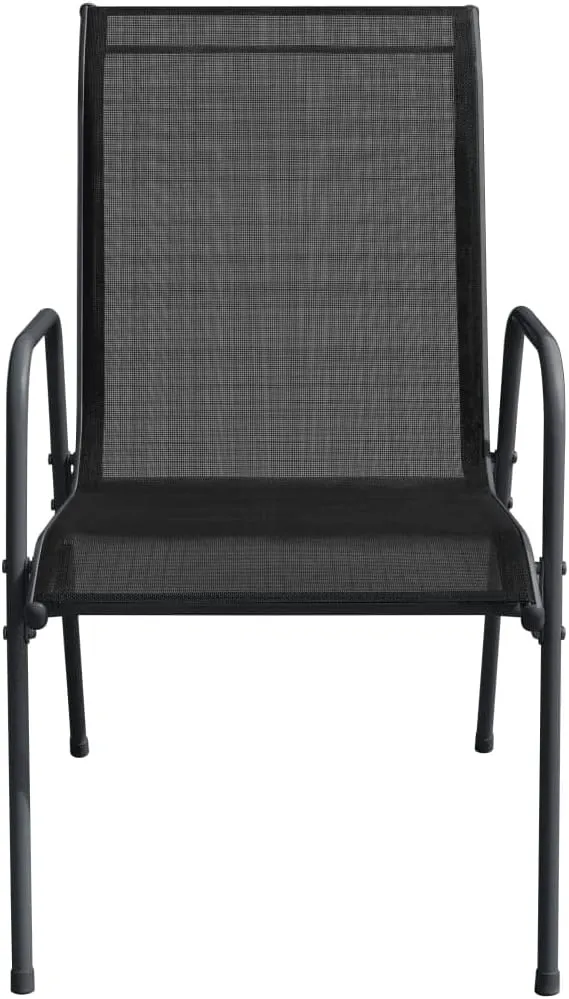Patio Chairs 2 pcs Steel and Textilene Black, Outdoor Dining Chairs, Comfortable Lounge Chairs for Patio, Beach, Camping, or Lawn, Lightweight and Weather-Resistant, Easy to Clean