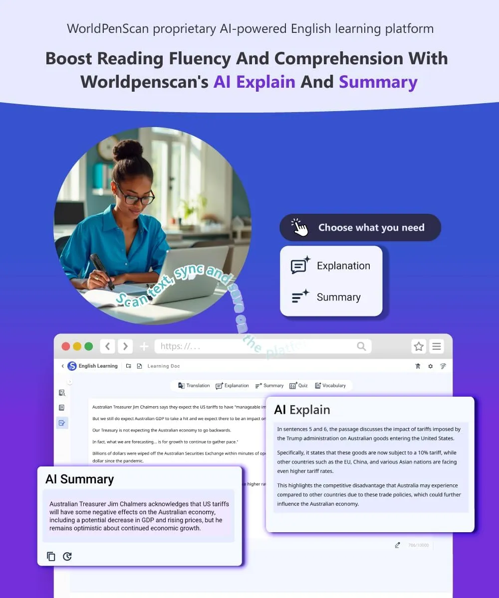 PenPower WorldPenScan Go - Translation Pen with Scanning, Reading, Audio Recording, Live Interpretation, and AI English Learning Platform for Kids & Adults