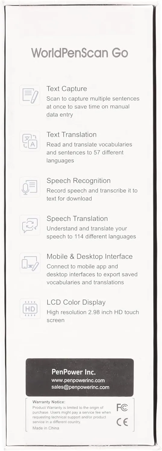 PenPower WorldPenScan Go - Translation Pen with Scanning, Reading, Audio Recording, Live Interpretation, and AI English Learning Platform for Kids & Adults