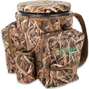 Peregrine Field Gear Venture Bucket Pack, Shadow Grass Blades Insulated Cooler Backpack 5 Gallon Bucket with Silent Spinning Seat Cushion Lid