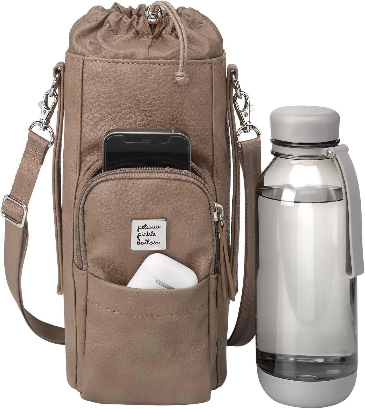 Petunia Pickle Bottom - Viva Cross-Body - Water Bottle Holder - Pockets Perfect For Your Keys, Wallet and Other Essentials - Mink