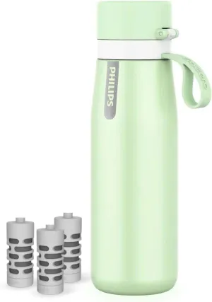 PHILIPS Water Bottle with Filter, Filter Water Bottle Stainless Steel with GoZero Everyday BPA-Free Tap Water Filter, Water Filter Bottle Keep Drink Cold 24 Hours