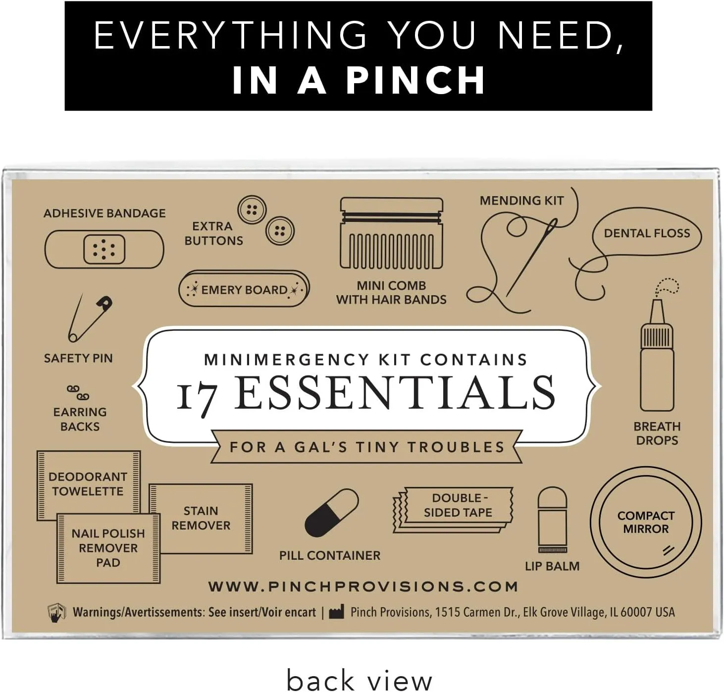 Pinch Provisions Velvet Minimergency Kit, for Her, Includes 17 Must-Have Emergency Essential Items, Compact, Multi-Functional Pouch, Gift for Parties and Birthdays