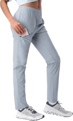 Pioneer Camp Women's Hiking Pants UPF 50  Elastic Waist Drawstring Ultra-Stretch Lightweight Outdoor Cargo Pants for Travel