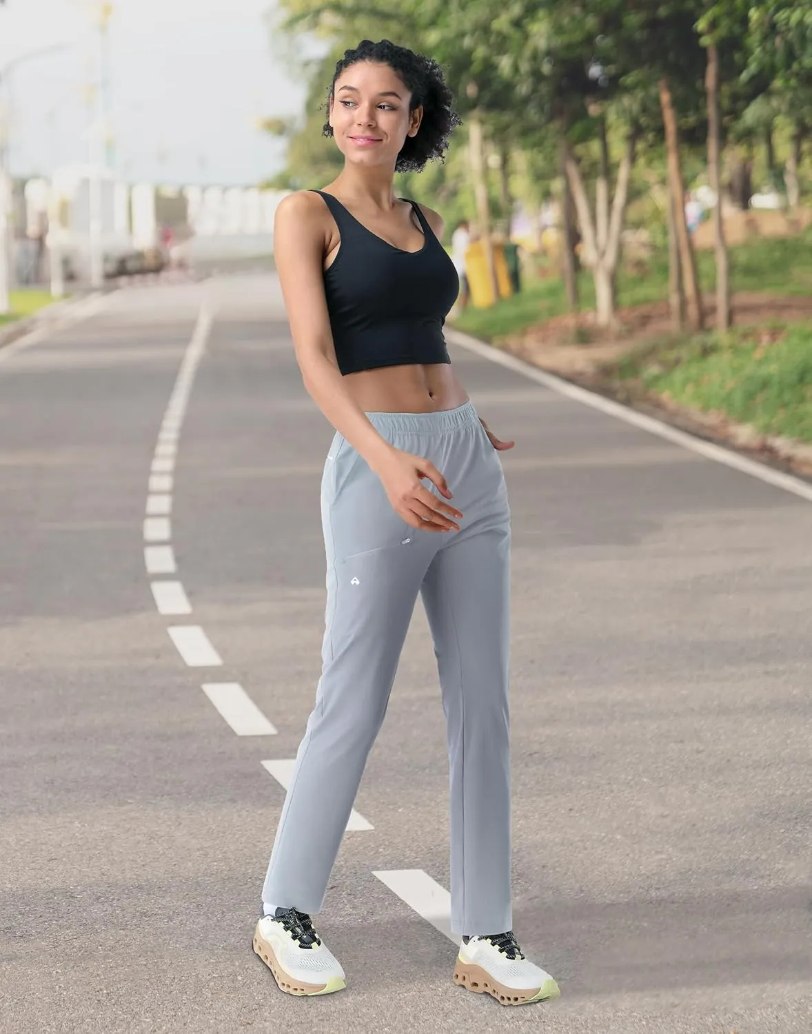 Pioneer Camp Women's Hiking Pants UPF 50  Elastic Waist Drawstring Ultra-Stretch Lightweight Outdoor Cargo Pants for Travel