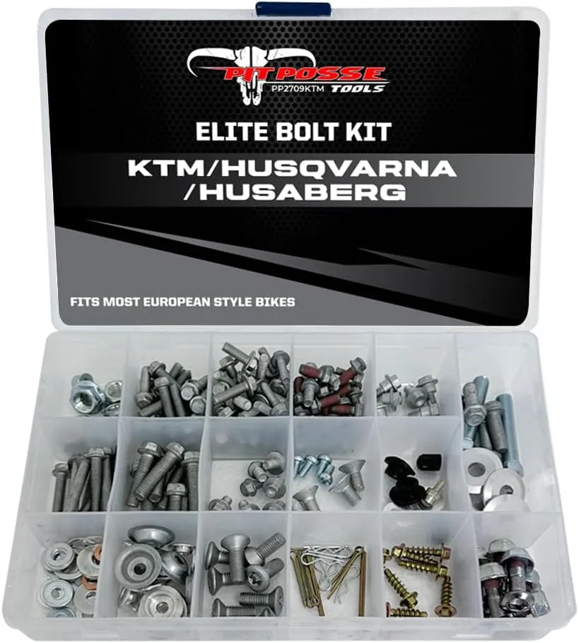 Pit Posse PP2709KTM KTM 210-Piece Metric Motorcycle Assortment Bolt Kit for KTM 690 SMC, KTM 660 SMC, KTM 625 SXC MXC, KTM 250SX F, KTM 450 EXC SX MXC, KTM 65 125 SX EXC MXC, Husaberg, Husqvarna