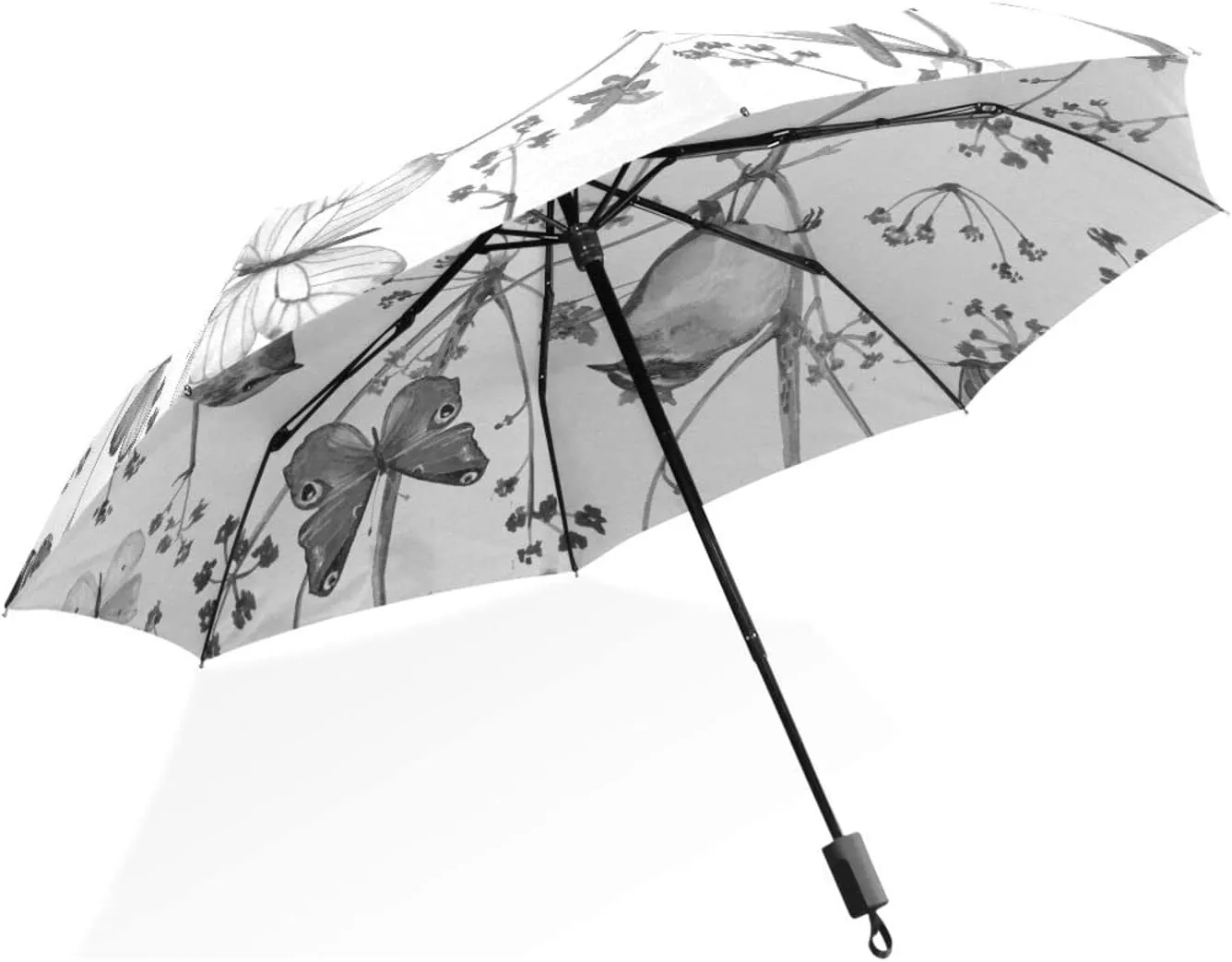 Poeticcity Rain Travel Umbrella, Hand Open Close Windproof Waterproof Folding Umbrella, Compact Canopy Strong Ray Parasol Umbrella