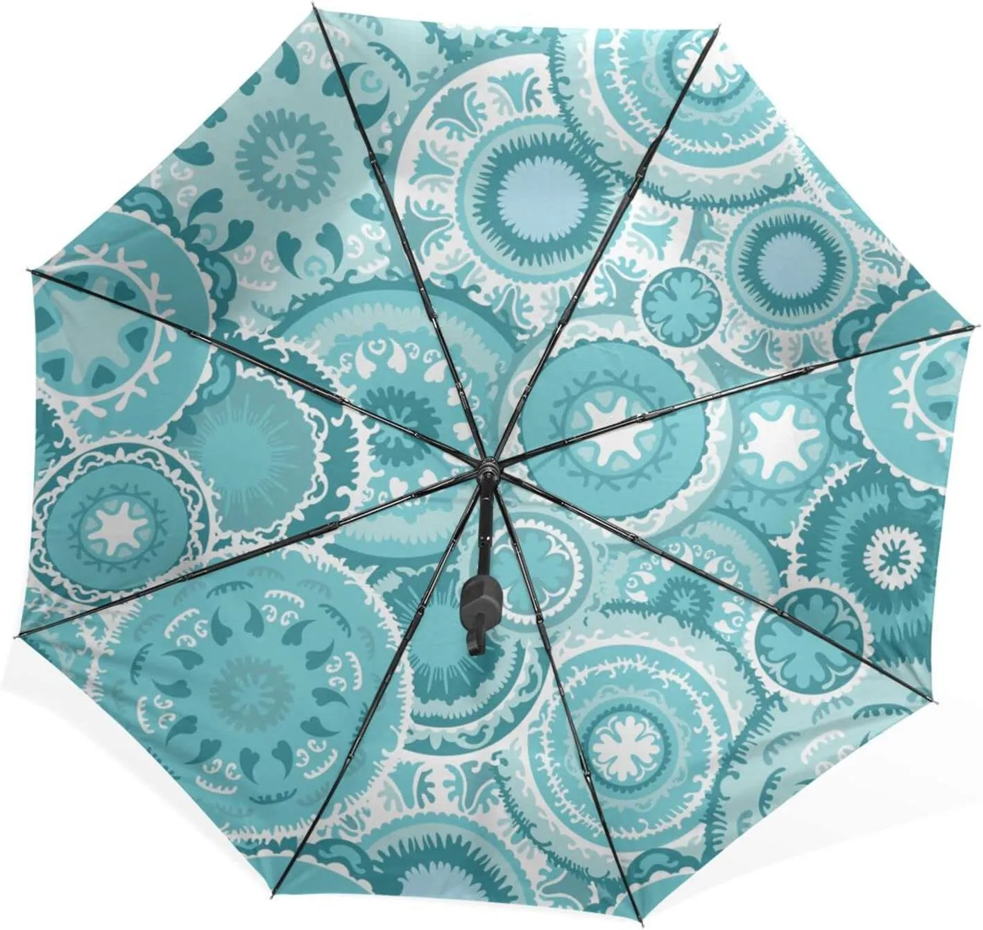 Poeticcity Rain Travel Umbrella, Hand Open Close Windproof Waterproof Folding Umbrella, Compact Canopy Strong Ray Parasol Umbrella
