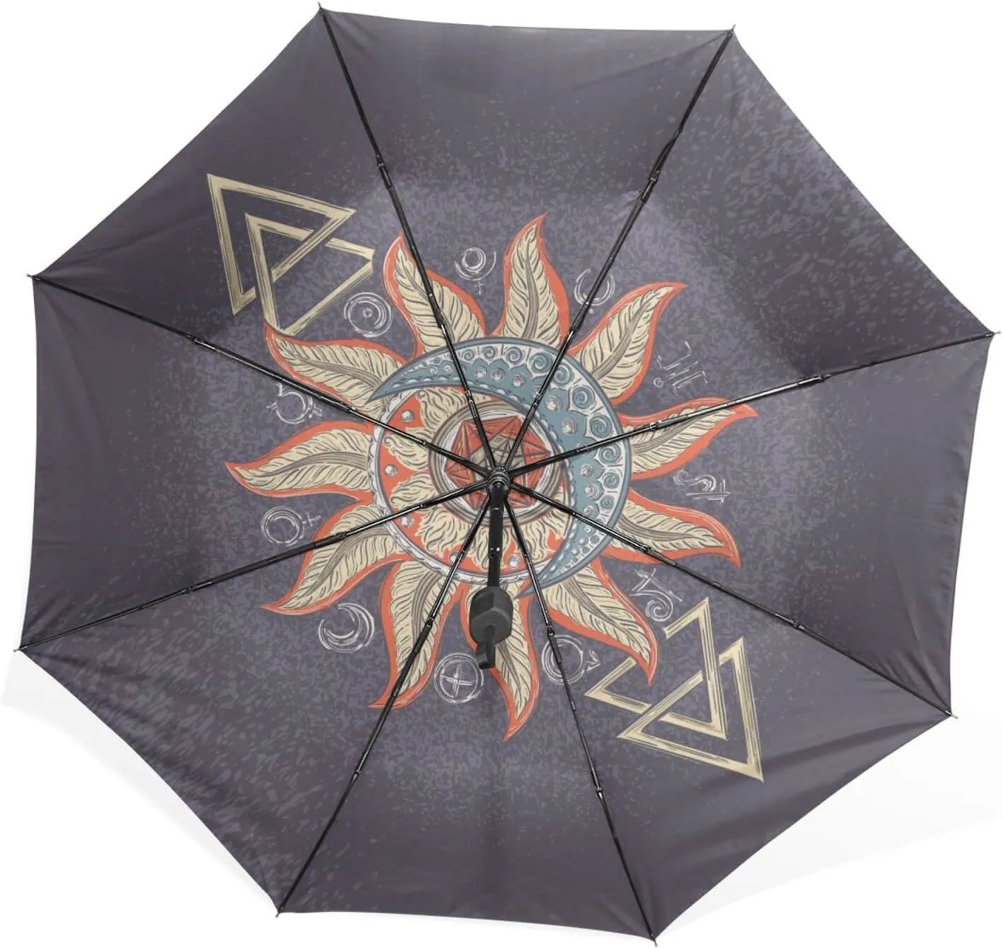 Poeticcity Rain Travel Umbrella, Hand Open Close Windproof Waterproof Folding Umbrella, Compact Canopy Strong Ray Parasol Umbrella