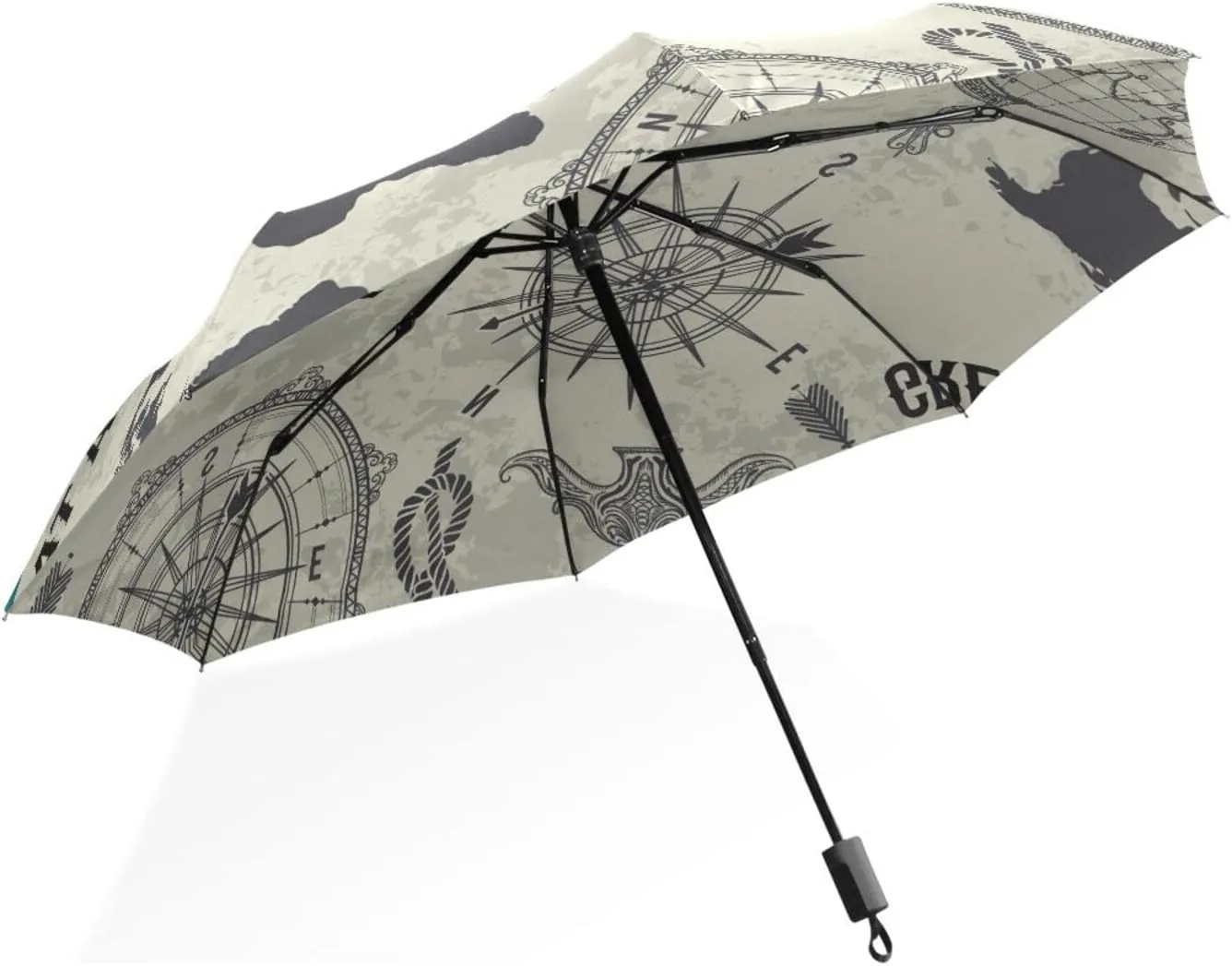 Poeticcity Rain Travel Umbrella, Hand Open Close Windproof Waterproof Folding Umbrella, Compact Canopy Strong Ray Parasol Umbrella