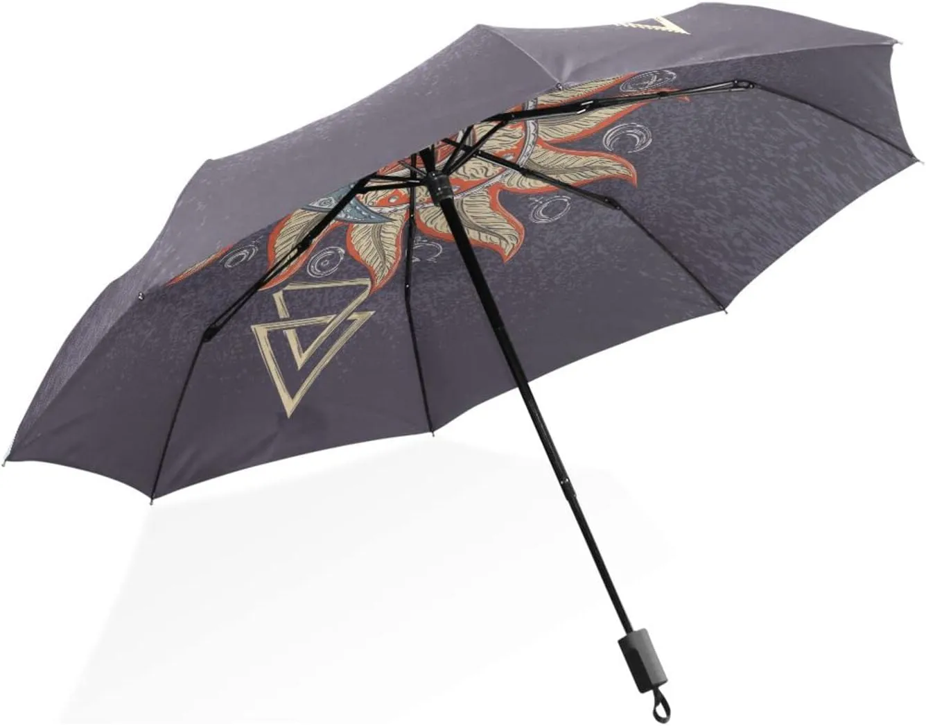 Poeticcity Rain Travel Umbrella, Hand Open Close Windproof Waterproof Folding Umbrella, Compact Canopy Strong Ray Parasol Umbrella