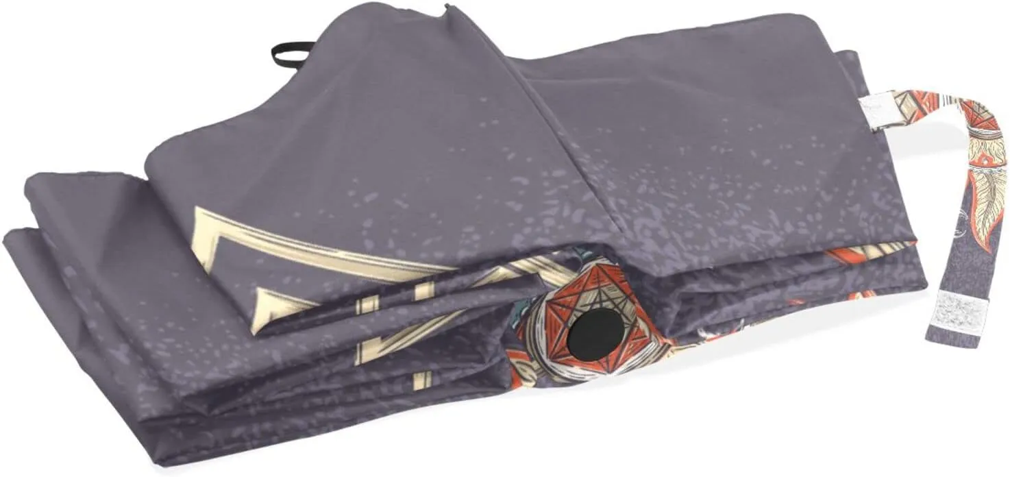 Poeticcity Rain Travel Umbrella, Hand Open Close Windproof Waterproof Folding Umbrella, Compact Canopy Strong Ray Parasol Umbrella