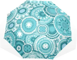 Poeticcity Rain Travel Umbrella, Hand Open Close Windproof Waterproof Folding Umbrella, Compact Canopy Strong Ray Parasol Umbrella