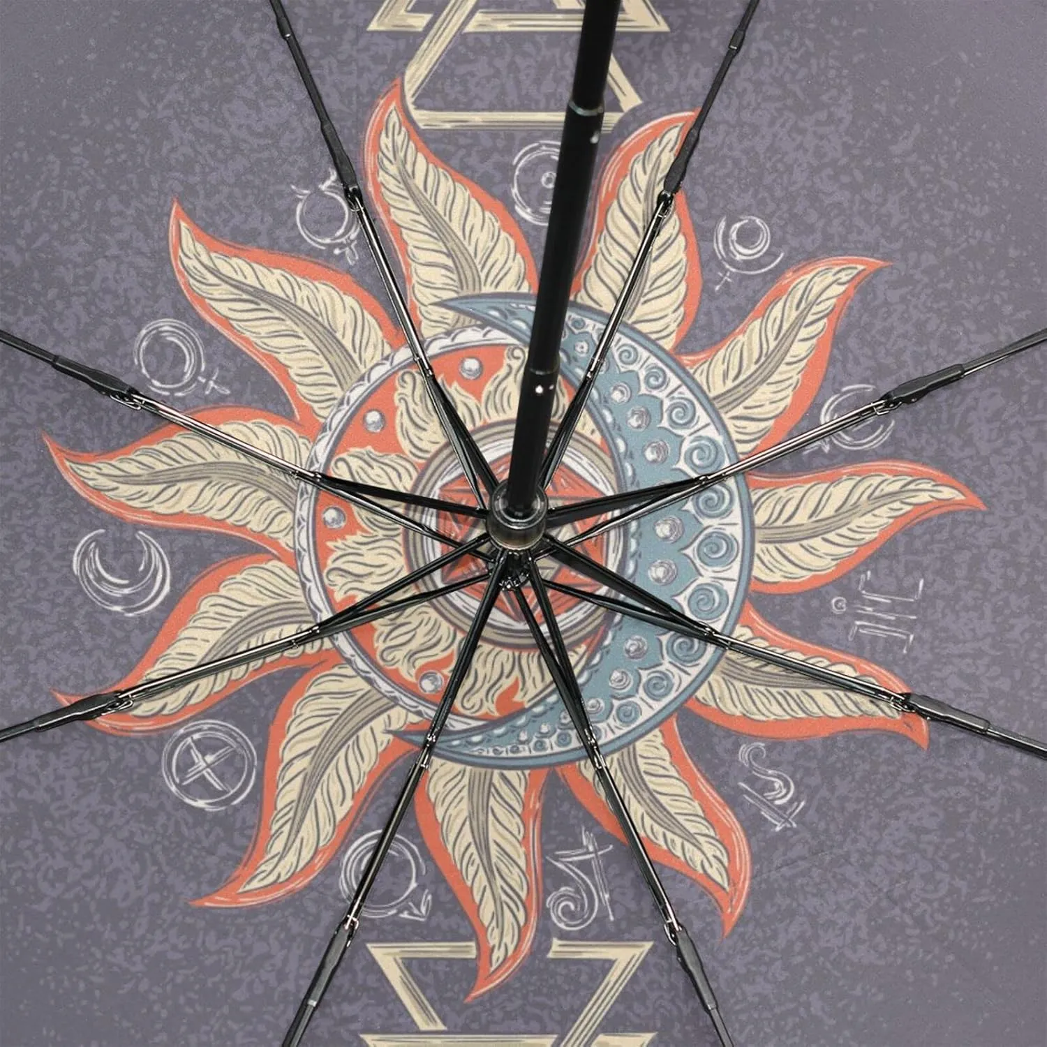 Poeticcity Rain Travel Umbrella, Hand Open Close Windproof Waterproof Folding Umbrella, Compact Canopy Strong Ray Parasol Umbrella