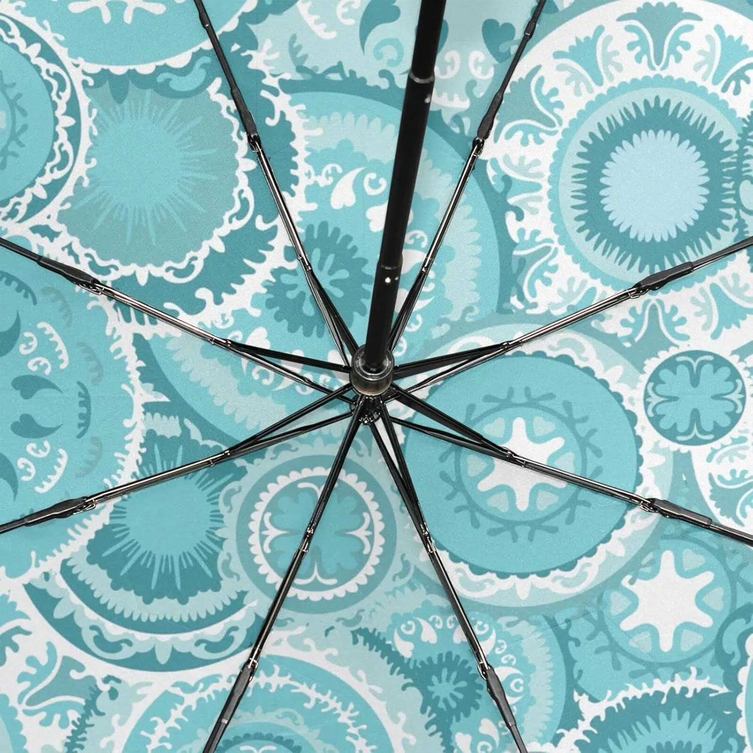 Poeticcity Rain Travel Umbrella, Hand Open Close Windproof Waterproof Folding Umbrella, Compact Canopy Strong Ray Parasol Umbrella