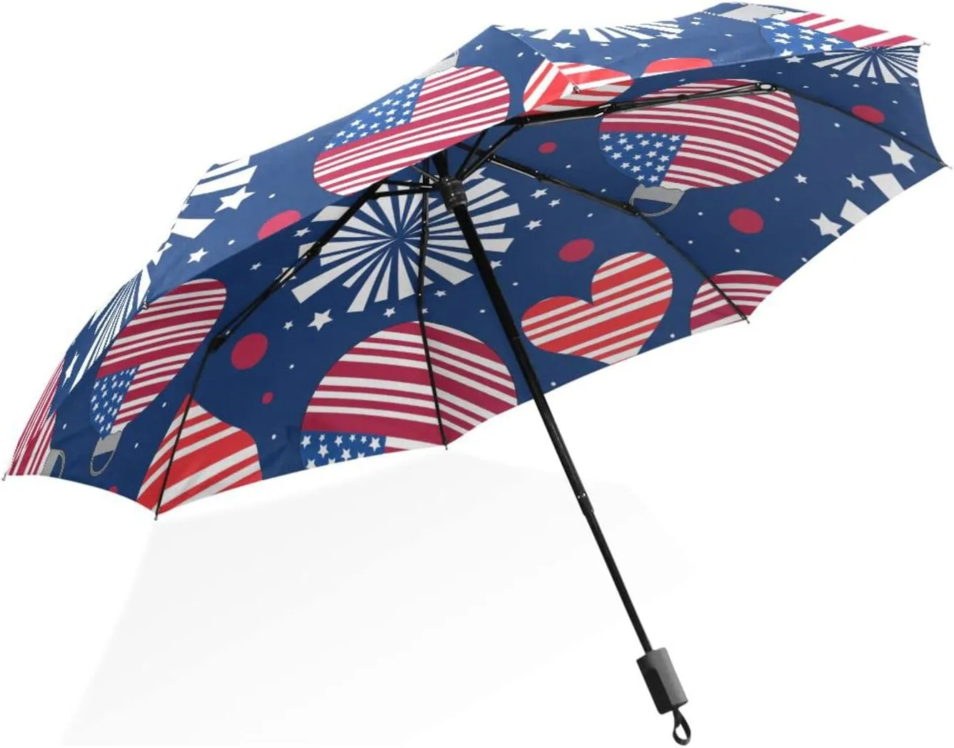 Poeticcity Rain Travel Umbrella, Hand Open Close Windproof Waterproof Folding Umbrella, Compact Canopy Strong Ray Parasol Umbrella