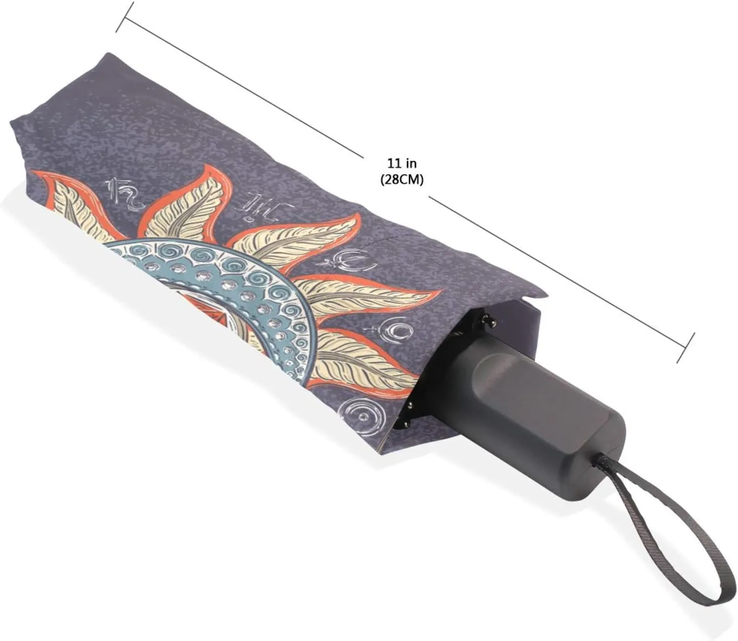 Poeticcity Rain Travel Umbrella, Hand Open Close Windproof Waterproof Folding Umbrella, Compact Canopy Strong Ray Parasol Umbrella