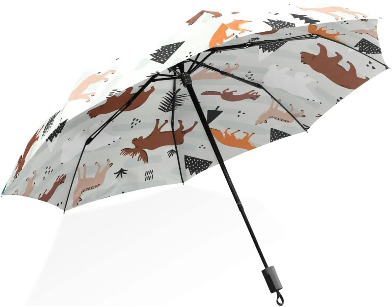 Poeticcity Rain Travel Umbrella, Hand Open Close Windproof Waterproof Folding Umbrella, Compact Canopy Strong Ray Parasol Umbrella