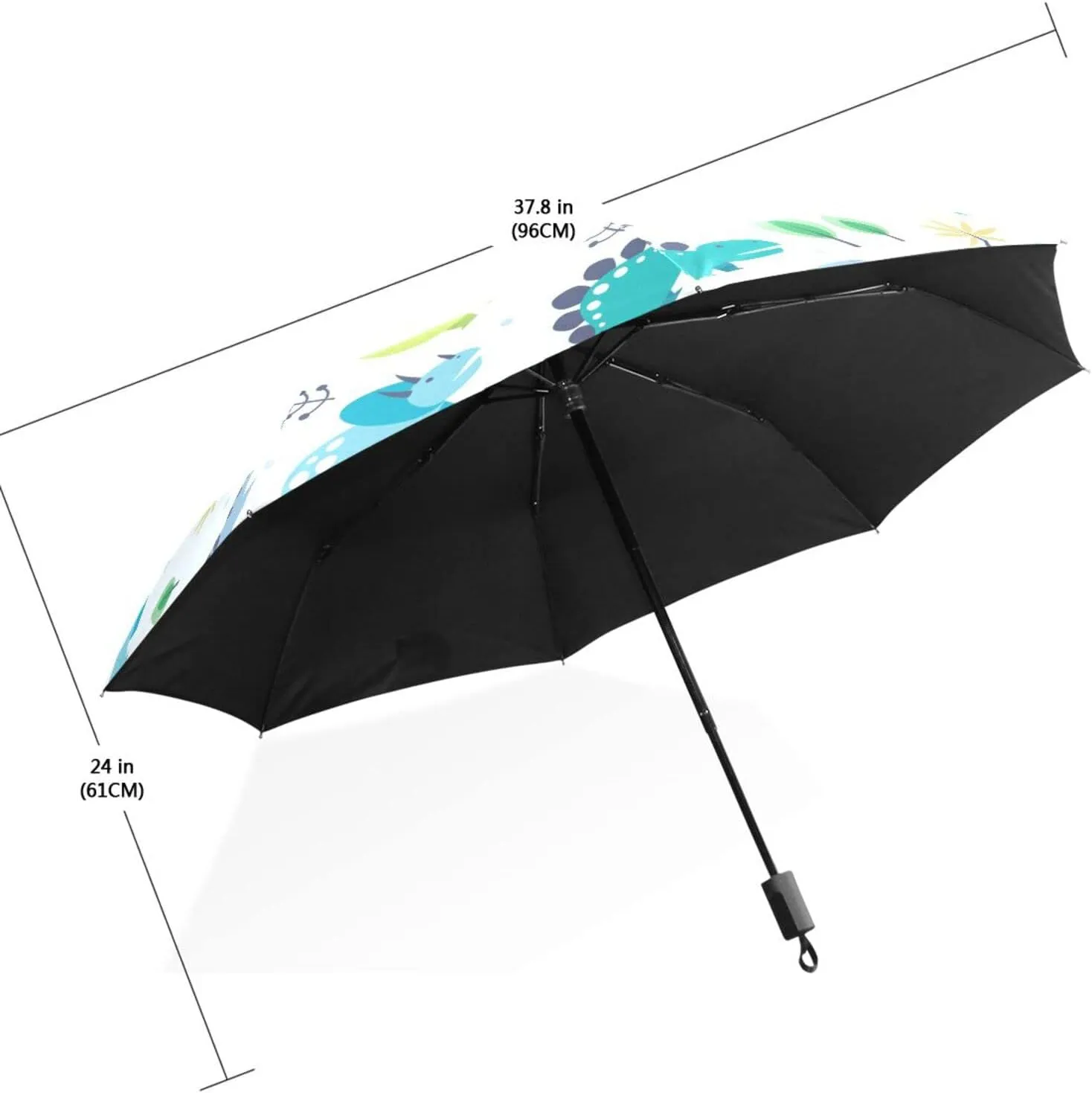 Poeticcity Travel Umbrella, Hand Open Close Windproof Waterproof Folding Umbrella, Black Tape Compact Canopy Strong Anti UV Ray Parasol