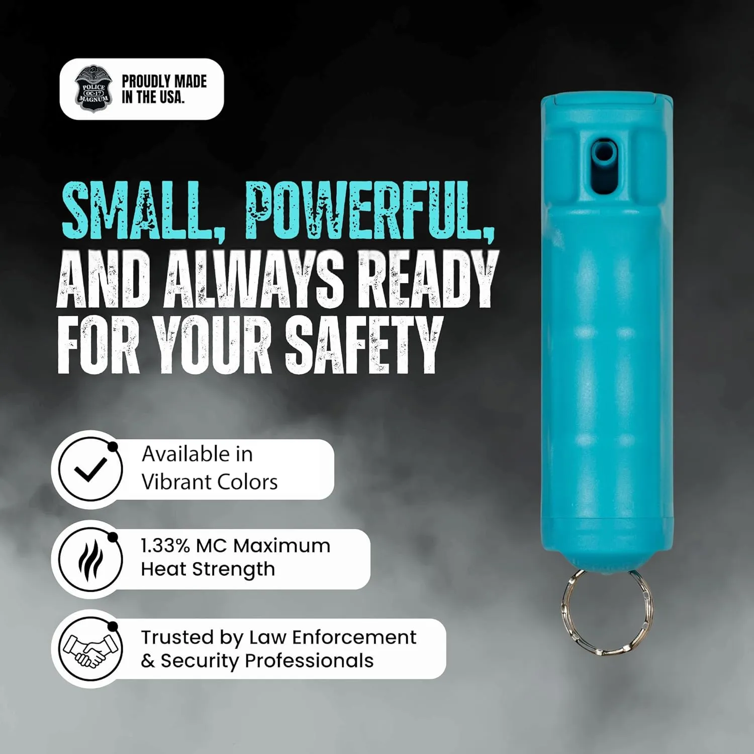 Police Magnum Keychain Pepper Spray Flip Top Safety 3 Pack 1/2oz- Maximum Heat Strength OC with Dye- Tactical Small Compact Case- for Women & Men's Self Defense- Made in The USA