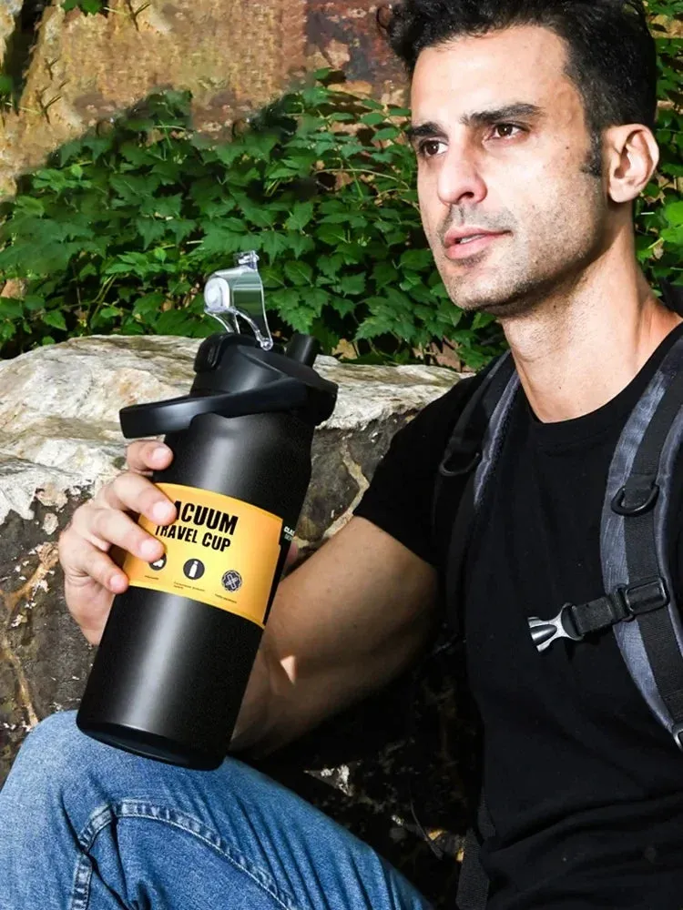 Portable 304 Stainless Steel Thermos with Straw - Vacuum Sports Bottle