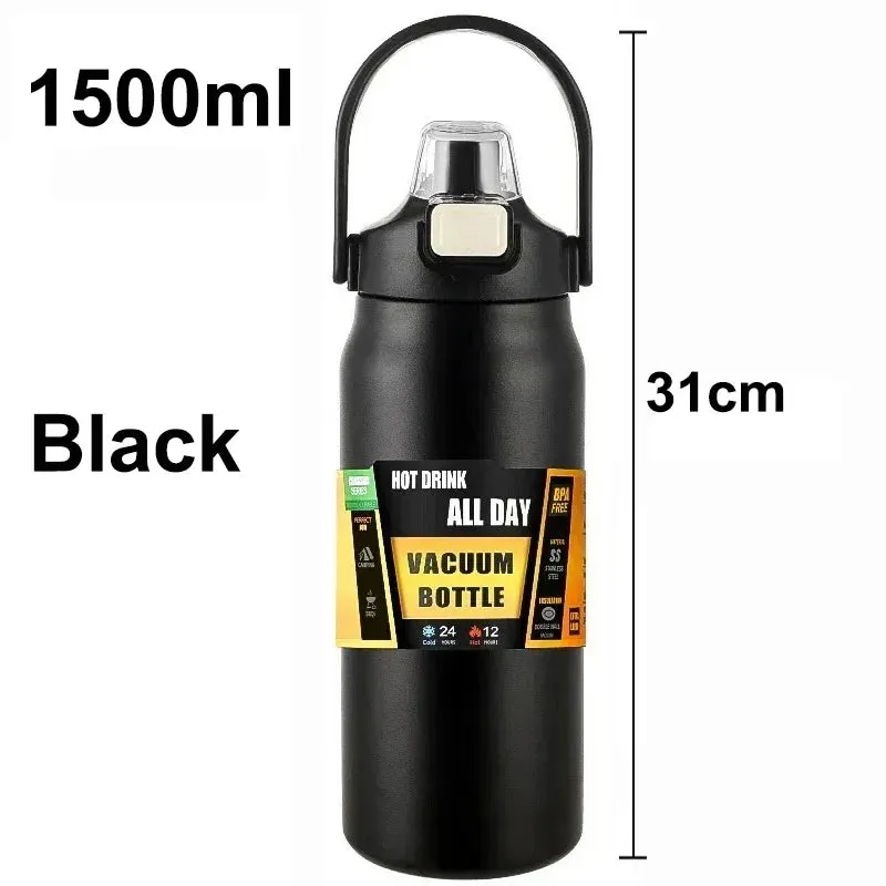 Portable 304 Stainless Steel Thermos with Straw - Vacuum Sports Bottle