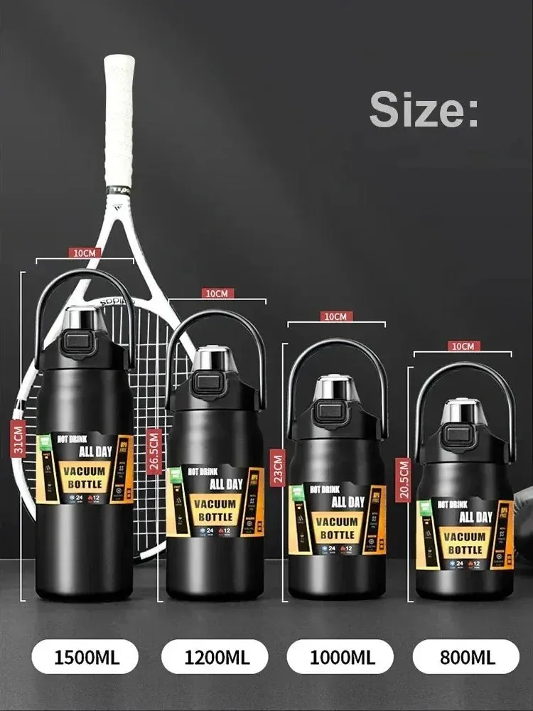 Portable 304 Stainless Steel Thermos with Straw - Vacuum Sports Bottle