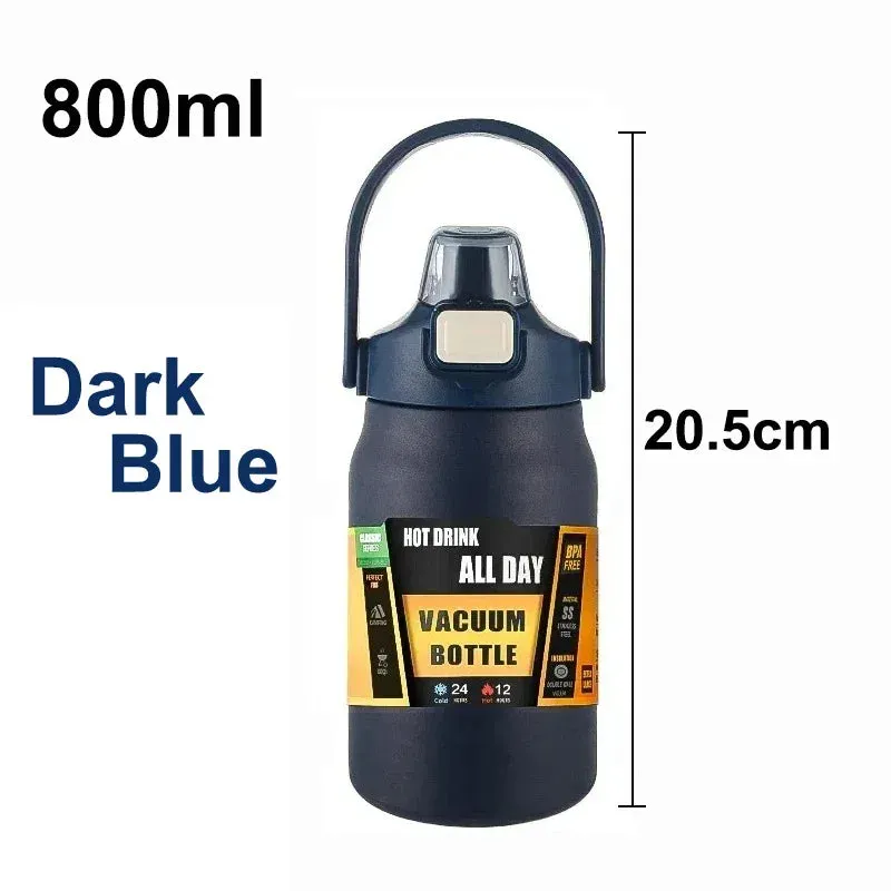Portable 304 Stainless Steel Thermos with Straw - Vacuum Sports Bottle