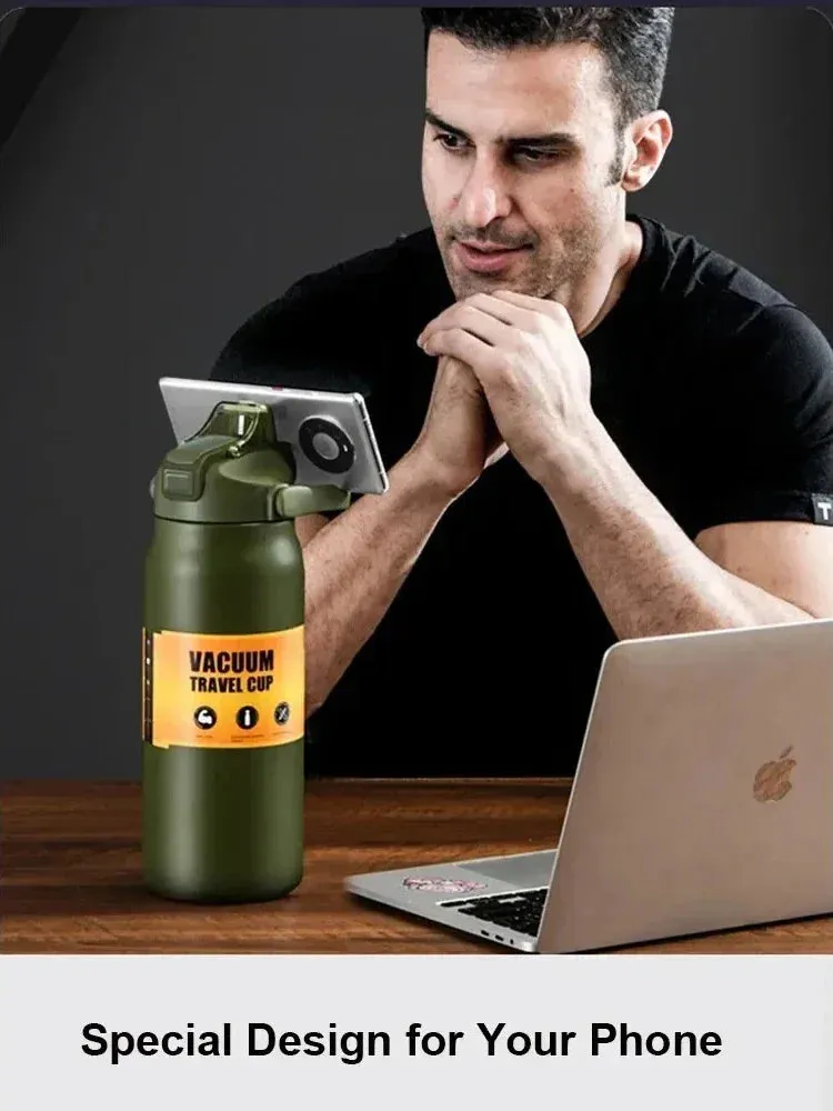 Portable 304 Stainless Steel Thermos with Straw - Vacuum Sports Bottle