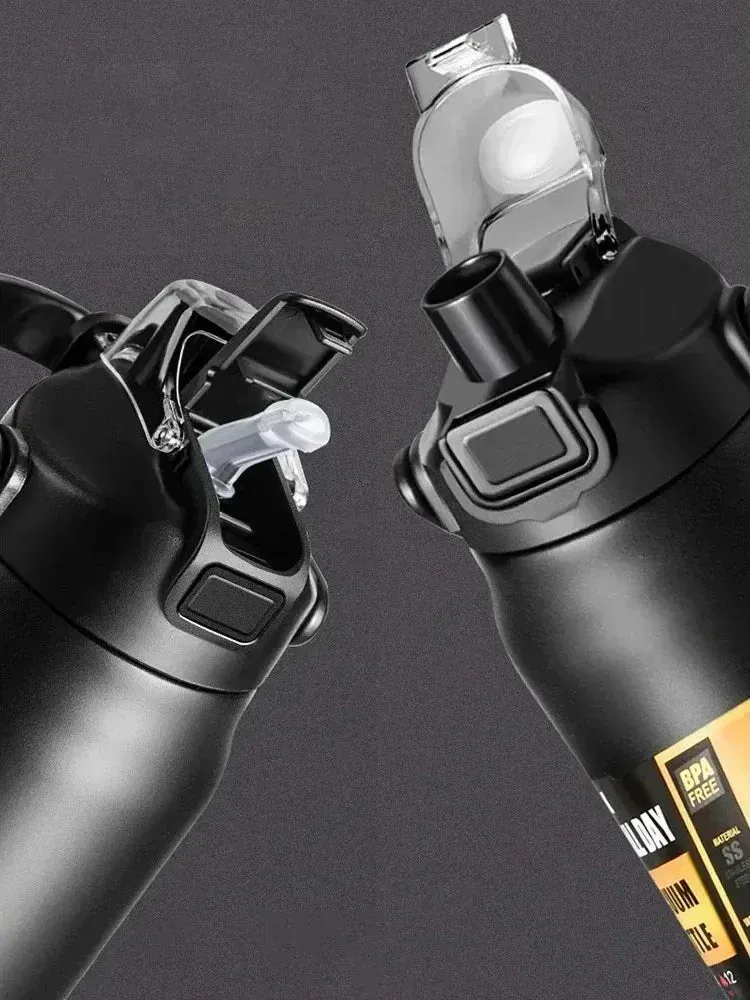 Portable 304 Stainless Steel Thermos with Straw - Vacuum Sports Bottle