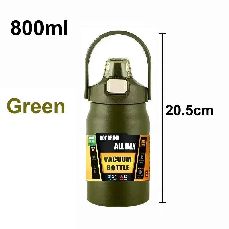 Portable 304 Stainless Steel Thermos with Straw - Vacuum Sports Bottle