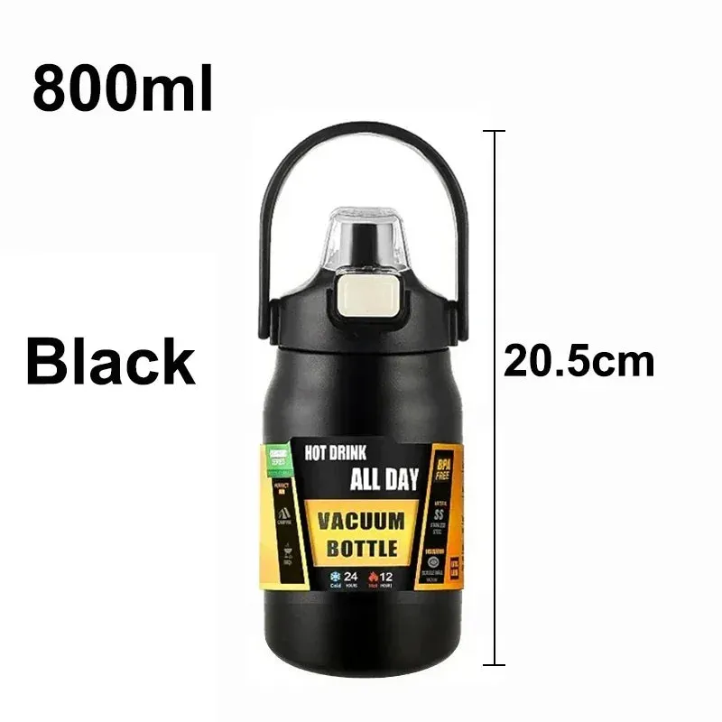 Portable 304 Stainless Steel Thermos with Straw - Vacuum Sports Bottle