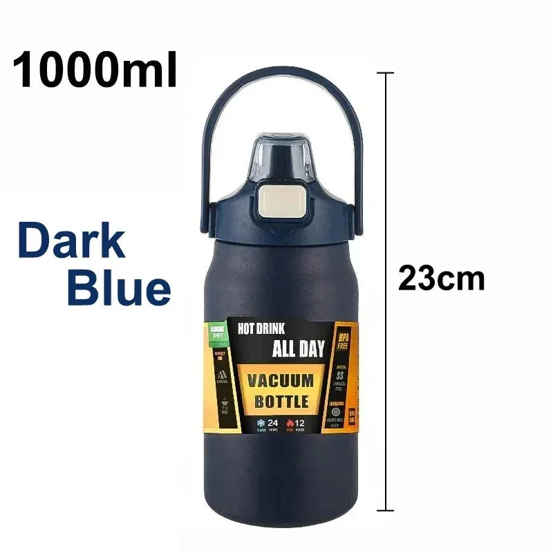 Portable 304 Stainless Steel Thermos with Straw - Vacuum Sports Bottle