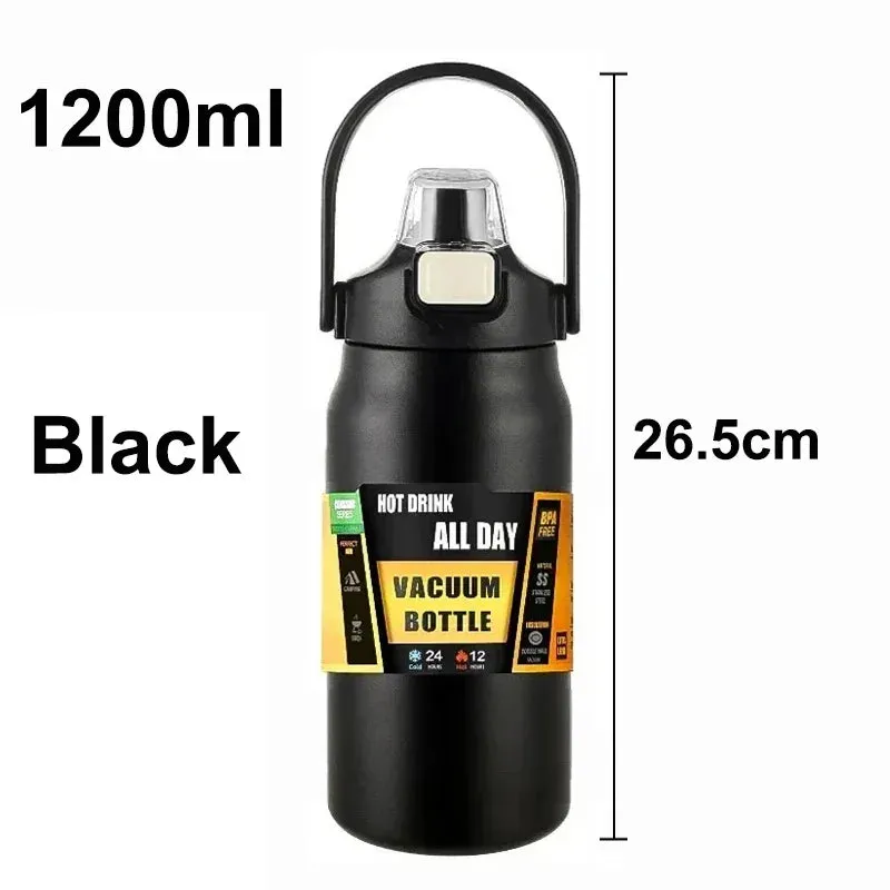 Portable 304 Stainless Steel Thermos with Straw - Vacuum Sports Bottle
