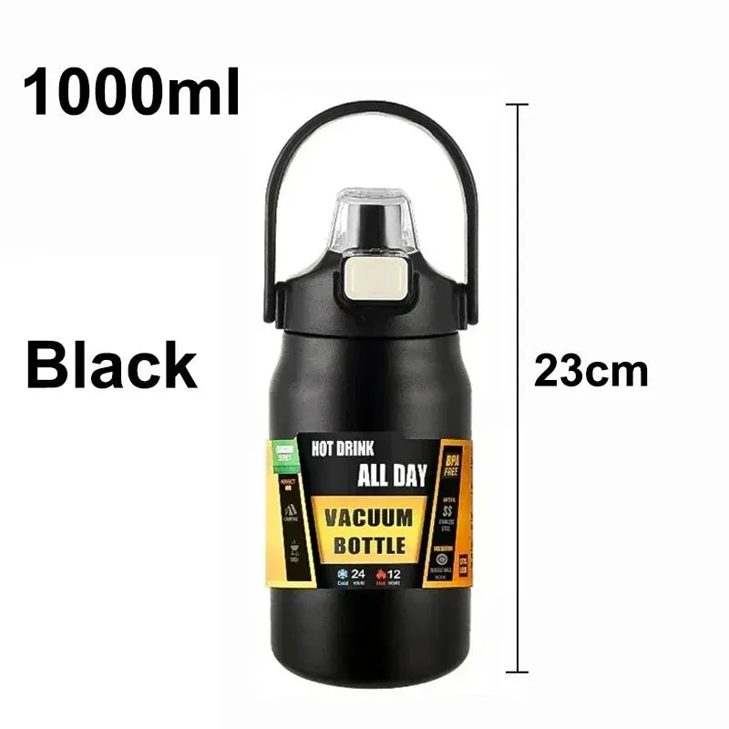 Portable 304 Stainless Steel Thermos with Straw - Vacuum Sports Bottle