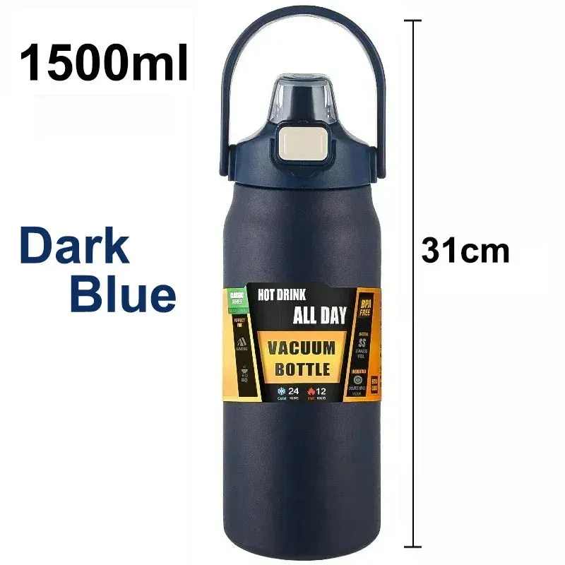 Portable 304 Stainless Steel Thermos with Straw - Vacuum Sports Bottle