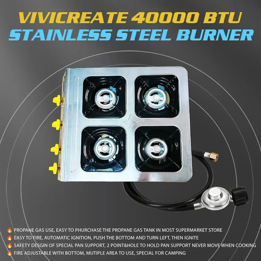 Portable 4 Burner Propane Gas Stove with Auto Ignition