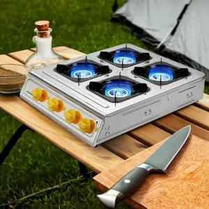 Portable 4 Burner Propane Gas Stove with Auto Ignition