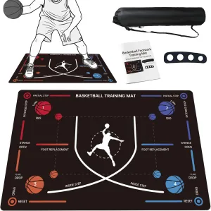 Portable Basketball Training Mat - Non-Slip Footwork Agility Mat for All Ages & Skill Levels, Durable Basketball Footwork Training Equipment to Improve Speed, Strength, Coordination