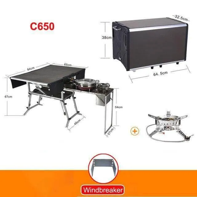 Portable Camping Kitchen - Foldable Outdoor Cooking Station