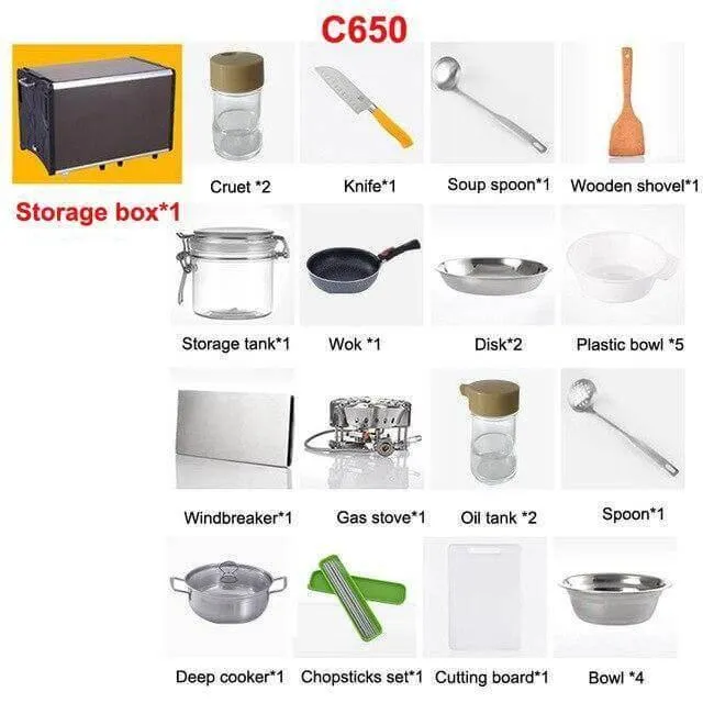 Portable Camping Kitchen - Foldable Outdoor Cooking Station
