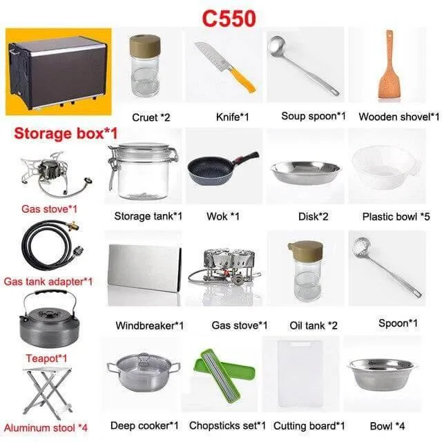 Portable Camping Kitchen - Foldable Outdoor Cooking Station