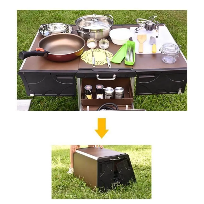 Portable Camping Kitchen - Foldable Outdoor Cooking Station