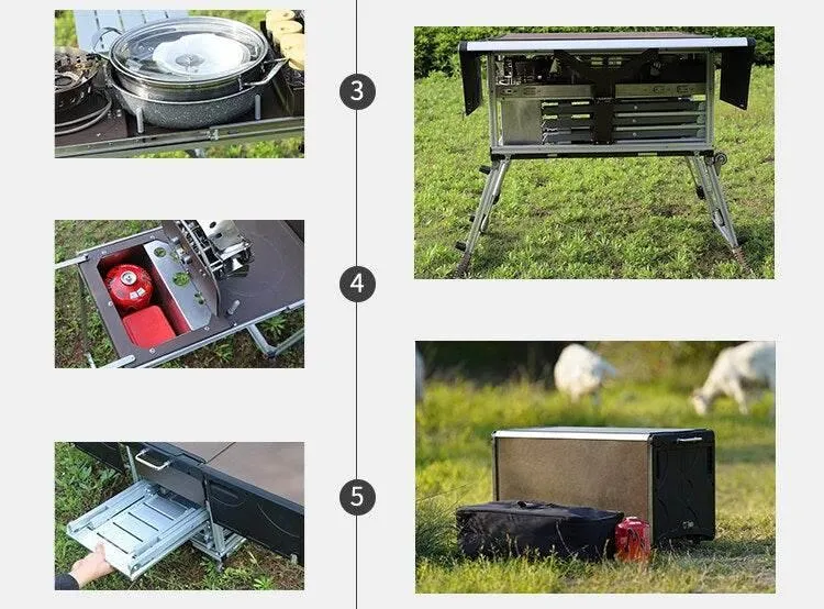 Portable Camping Kitchen - Foldable Outdoor Cooking Station