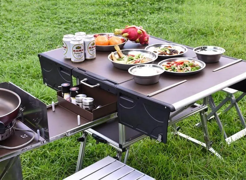Portable Camping Kitchen - Foldable Outdoor Cooking Station