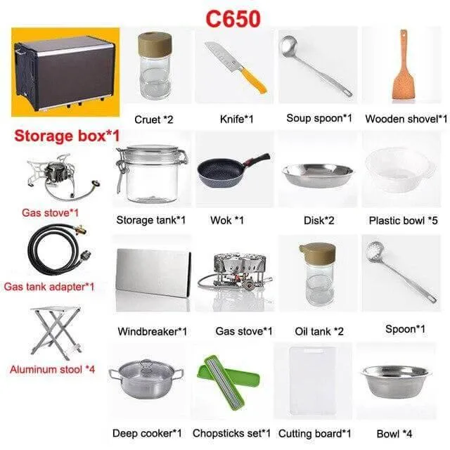 Portable Camping Kitchen - Foldable Outdoor Cooking Station