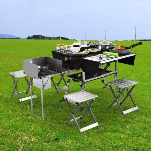 Portable Camping Kitchen - Foldable Outdoor Cooking Station