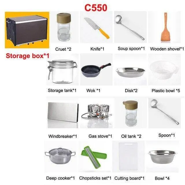 Portable Camping Kitchen - Foldable Outdoor Cooking Station