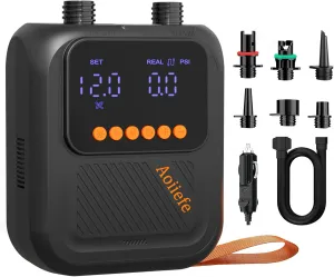 Portable Electric SUP Pump 20PSI - 12V DC Car Compressor with Quick Inflation, Auto-Off and Deflation for Stand-Up Paddle Boards, Kayaks, Boats & Inflatables